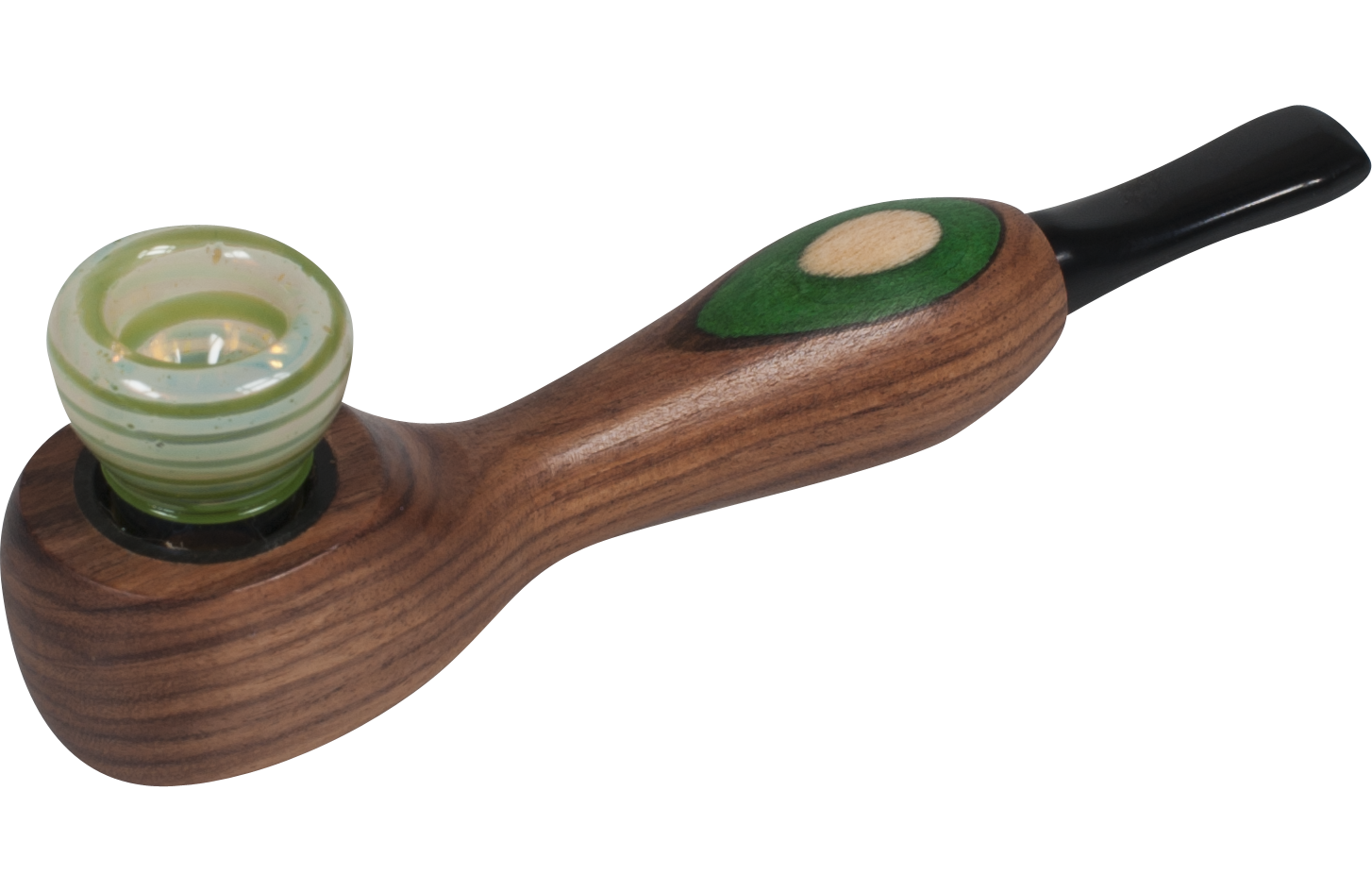 Pipa de hachís de madera con cazoleta de jade, madera, Pipas para fumar