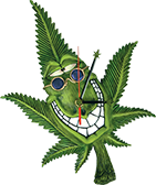 smiling cannabis clock